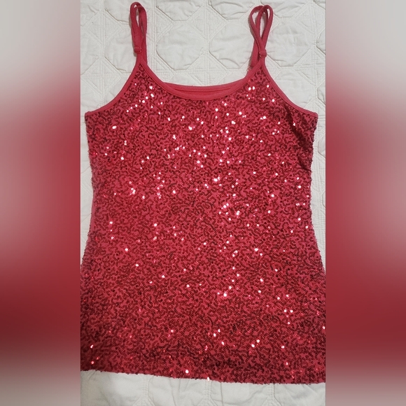 Sz Large INC International Concepts Red Sequin Tank Top - Picture 4 of 14